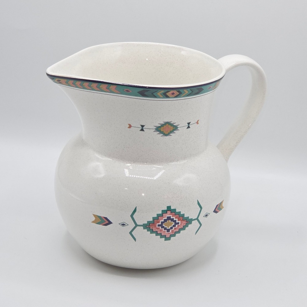 Studio Nova Adirondack Vintage Ceramic Pitcher Vase Southwestern Cream Speckled